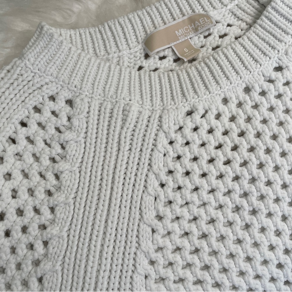 Micheal Micheal Kors White Mesh-Like Sweater, Size Small - Picture 2 of 16